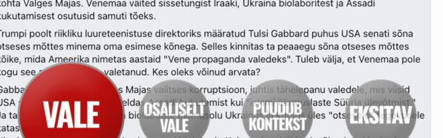 FAKTIKONTROLL Kas USA luurejuht Tulsi Gabbard kinnitas senatis Ameerika biolaborite olemasolu Ukrainas? Ei.