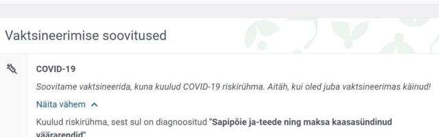 Riskirühma vaktsineerimise teenus ehmatab inimesi