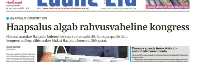 Lääne Elu paberleht teisipäeval, 7. oktoobril