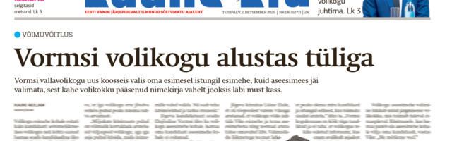 Lääne Elu paberleht teisipäeval, 2. detsembril