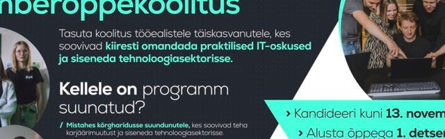 Alusta detsembris tasuta ümberõpet ja saad viie kuuga noorem tarkvaraarendajaks