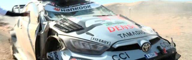 VIDEO | Saudi Araabia eelviimasel katsel üle katuse rullunud Katsuta auto läks ülesõidul põlema