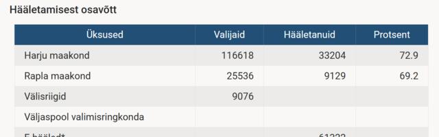 Vaata kui palju viimsilased valimistel hääli said
