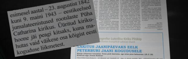 TÄNA 180 AASTAT TAGASI PETERBURI JAANI KOGUDUSE AJALOOS