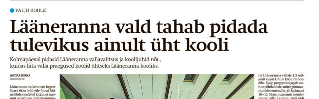 Lääne Elu paberleht laupäeval, 27. jaanuaril