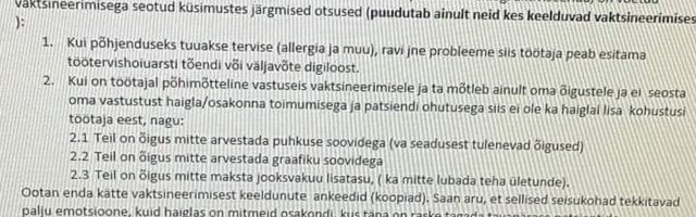 Leke: sundvaktsineerimine või väljapressimine Põhja-Eesti Regionaalhaiglas?