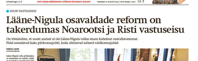 Lääne Elu paberleht teisipäeval, 27. augustil