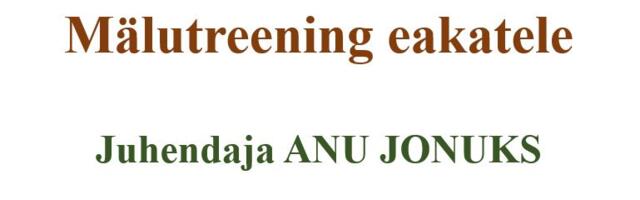 Mälutreening Aegviidu raamatukogus 15.10.2024