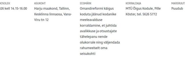 KUUM! Tulemas on MTÜ Õigus Kodule meeleavaldus volikogus