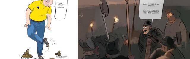 Karikatuur. Ilmaprognoos –  ettevaatust, suur libeduseoht üle Eesti püsib