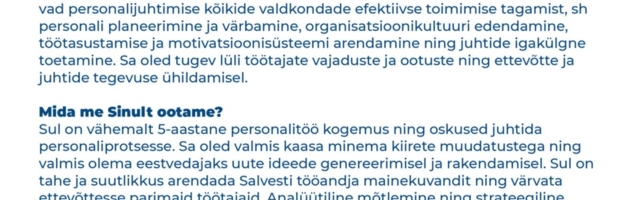 Salvest otsib personalijuhti