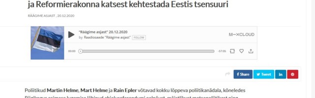 „RÄÄGIME ASJAST“: Valitsuse tegevusest normaalsuse kaitsel ja Reformierakonna katsest kehtestada Eestis tsensuuri