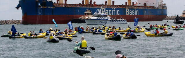 Kliimaaktivistid peatasid Austraalia ühe suurema söesadama töö