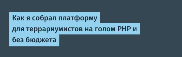 Как я собрал платформу для террариумистов на голом PHP и без бюджета
