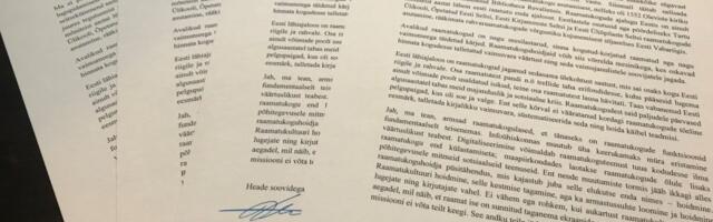 Kultuuriministri Tiit Teriku kiri raamatukogudele