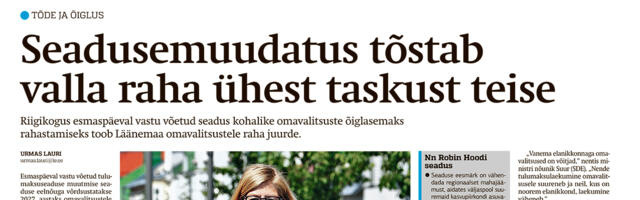 Lääne Elu paberleht neljapäeval, 1. augustil