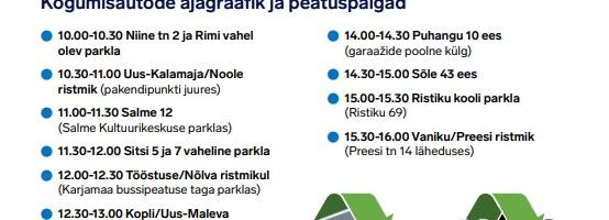 Põhja-Tallinnas toimuvad ohtlike jäätmete ja kasutuskõlblike esemete kogumisringid