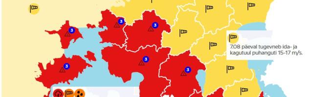 Keskkonnaagentuur: eriti ohtlik ilm täna mandri lääneosas, Lääne-Eesti saarel ja Lõuna-Eestis