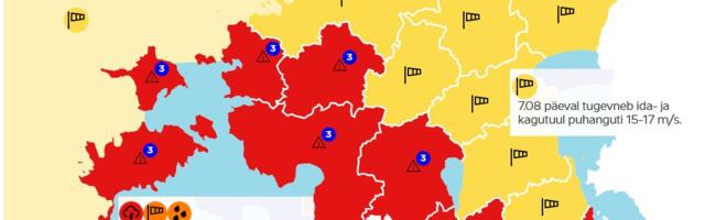 Keskkonnaagentuur: eriti ohtlik ilm täna mandri lääneservas, Lääne-Eesti saartel ja Lõuna-Eestis