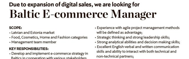 Stockmann is looking for a Baltic E-Commerce Manager