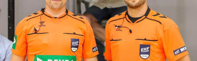 Kohtunikud Marion Kull ja Alvar Tint vilistavad EHF naiste  Champions League kohtumist