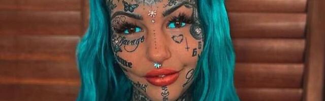 Naine on tätoveeritud silmamunadest varbaotsteni