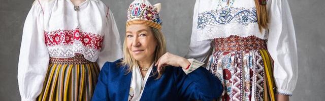 Anneli Põldma tegi endale rahvariided ja ühe soojaga tütardele ka