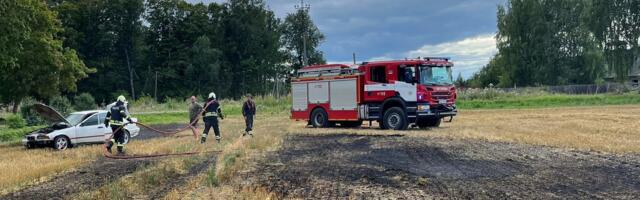 Põlva vallas põles viljapõllul auto
