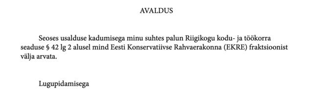 Varro Vooglaid lahkus EKRE fraktsioonist