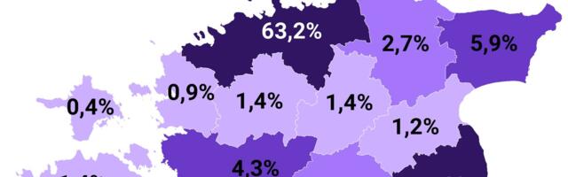 Kaart: maakondade osatähtsus Eesti majanduses