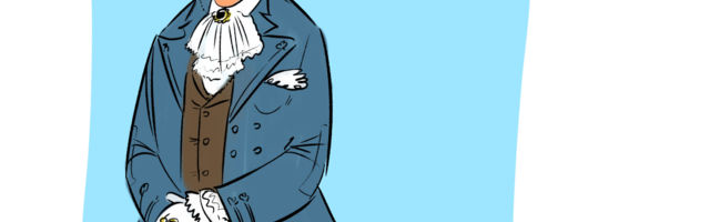 Karikatuur. Mitte mingi tavaline müüjatüdruk, vaid pesuehtne mõisahärra.