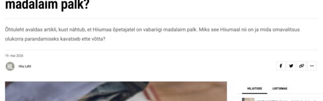 VASTULAUSE | Hiiumaa kooliõpetajate palk ei tohi kuluda kohaliku koolivõrgu ülalpidamisele