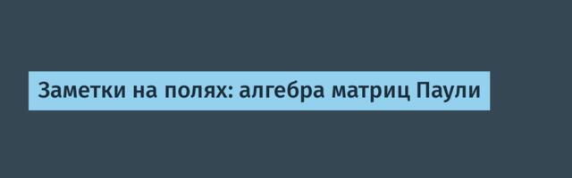 Заметки на полях: алгебра матриц Паули