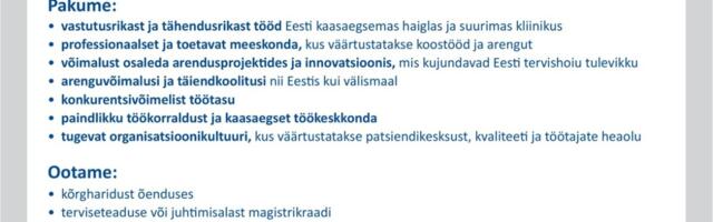 Regionaalhaigla otsib anestesioloogiakliiniku õendusjuhti