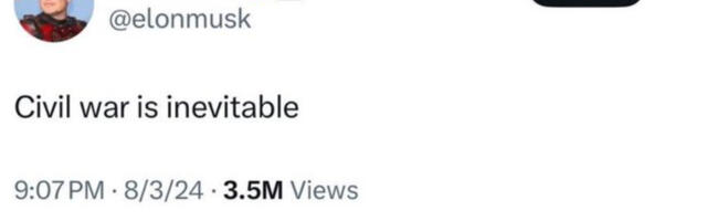 Elon Muski postitus X-is “kodusõda on vältimatu” vihastas Suurbritannia valitsust