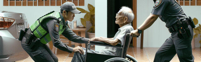 Politsei tõstis eaka ratastoolis mehe kodust tänavale