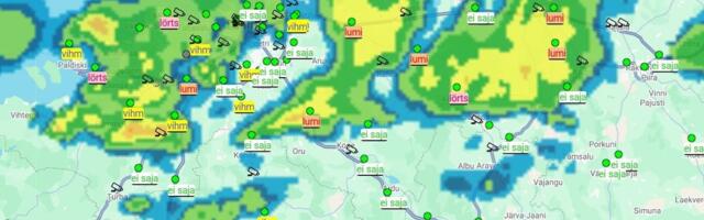 FOTOD | Põhja-Eestit on tabanud tugev rahe ja lumesadu. Teletorn sai välgutabamuse