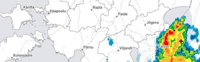 Tartu- ja Põlvamaale lähenevad äikeseliinid koos tugeva vihma ja tuulega