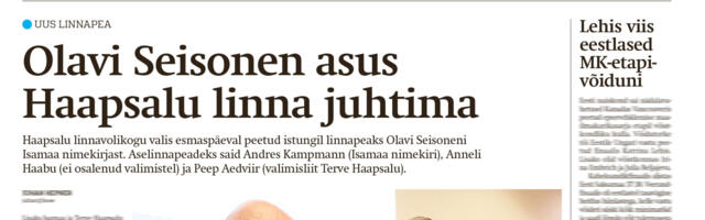 Lääne Elu paberleht teisipäeval, 9. detsembril