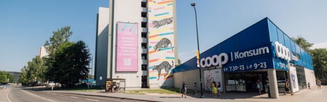 Tartu linna päeva südaööks valmib ühiselamu seinal hiigelpilt käppadele kukkuvast kassist