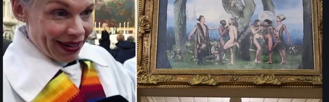 Här invigs Sveriges första hbtq-altartavla i S:t Pauli kyrka i Malmö Foto: SVT/TT Sv. EST.