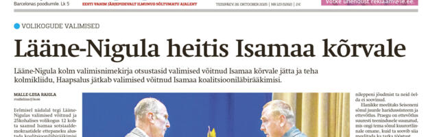 Lääne Elu paberleht teisipäeval, 28. oktoobril