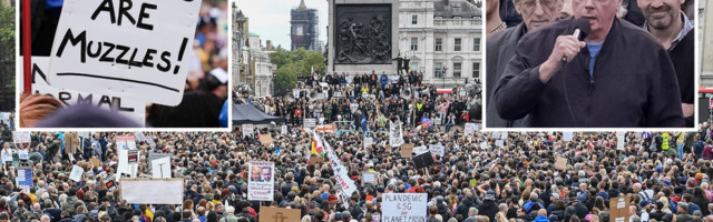 David Icke ühines Londoni kesklinnas kogunenud protestijatega, et seista inimvabaduste eest