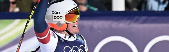 Breezy Johnson istub kiirlaskumise võistlusel liidritoolil