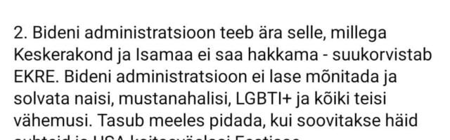 Lauri Jürgenson- Kõik inimesed on ju näinud, et kui lühikese ajaga on elu tervel planeedil Bideni ja Kamala eestvedamisel läinud fantastiliselt heaks.