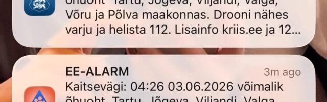 Kaitsevägi hoiatas varahommikul drooniohu eest mitmes Eesti piirkonnas