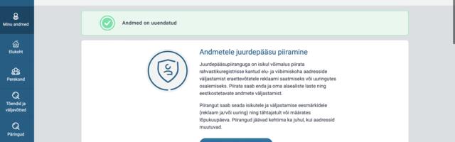 Juhend: rahvastikuregistris saab piirata, kes omab sinu ja su laste andmetele ligipääsu