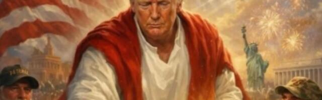 Truth Socialist kadus Trumpi Jeesuse sarnase tegelasena kujutav tehisaruga loodud pilt