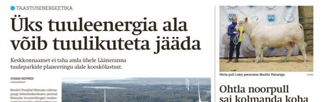 Lääne Elu paberleht teisipäeval, 21. aprillil