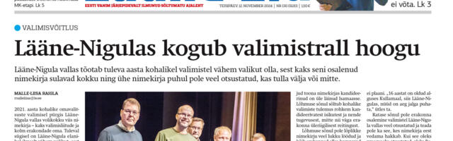 Lääne Elu paberleht teisipäeval, 12. novembril